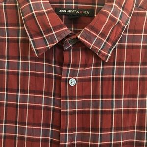John Varvatos L/S Men’s Button Front Red Plaid M